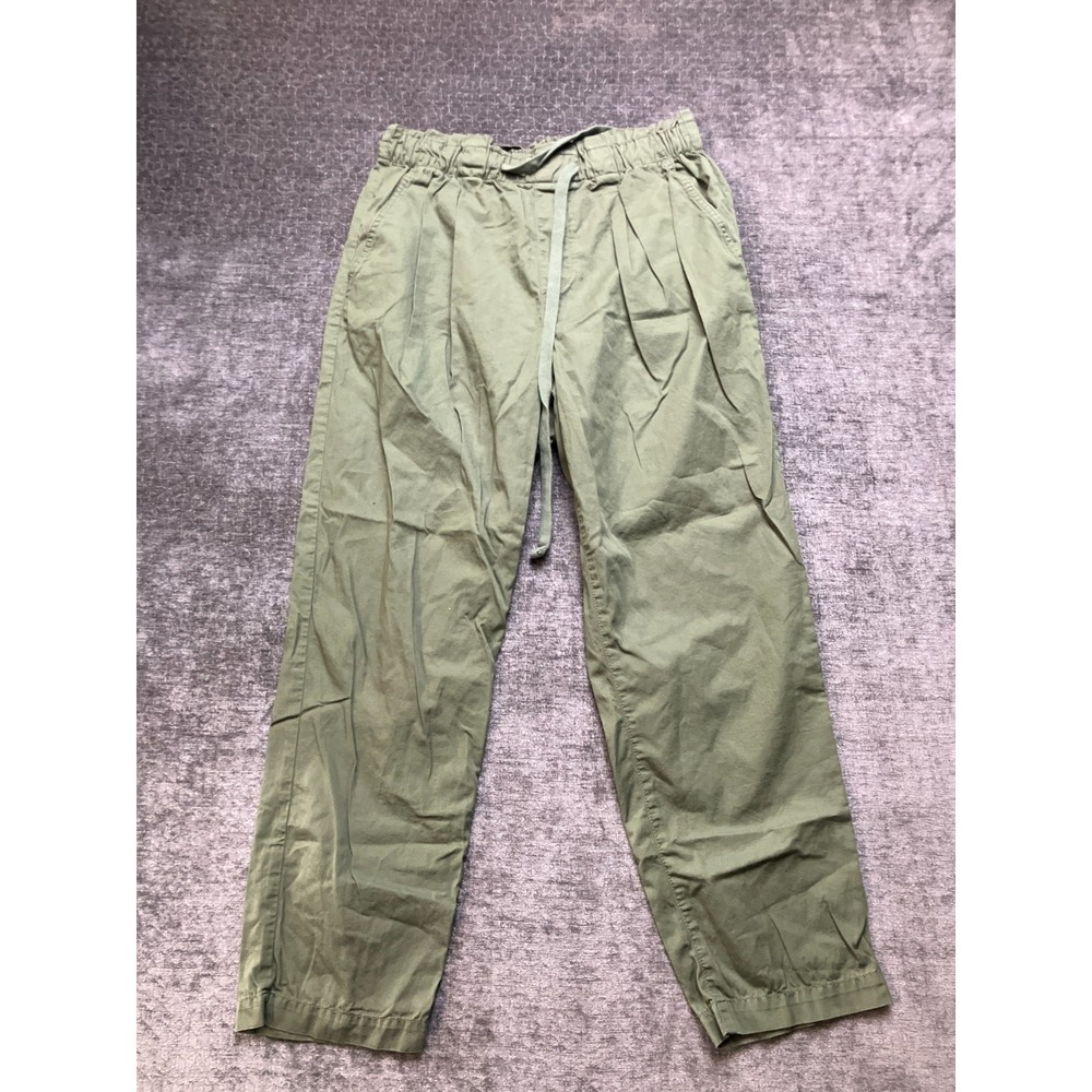 LOFT Genie Pants Womens Medium Green Cotton Relaxed Fit Scrunch Waist Drawstring